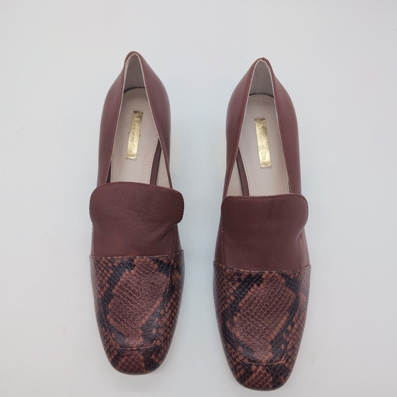 Louise Et Cie Sz 10 Burgundy Snake Toe Loafers with Gold Heel - Picture 4 of 10